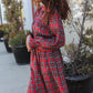 All I Want Hunter Red Plaid Check Woven Pocketed Dress