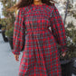 All I Want Hunter Red Plaid Check Woven Pocketed Dress