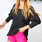 Black Lace Three Quarter Bubble Sleeve Top