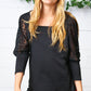 Black Lace Three Quarter Bubble Sleeve Top