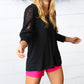 Black Lace Three Quarter Bubble Sleeve Top