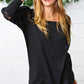 Black Lace Three Quarter Bubble Sleeve Top