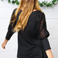 Black Lace Three Quarter Bubble Sleeve Top