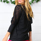 Black Lace Three Quarter Bubble Sleeve Top