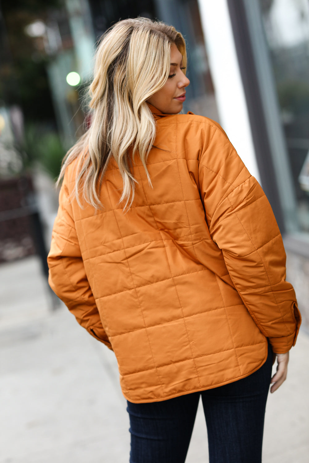 Eyes On You Butterscotch Quilted Puffer Jacket