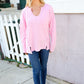 Eyes On You Pink Mineral Wash Rib Notch Neck Pocket Top