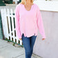 Eyes On You Pink Mineral Wash Rib Notch Neck Pocket Top