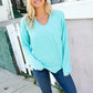 Eyes On You Seafoam Mineral Wash Rib Notch Neck Pocket Top