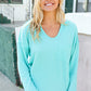 Eyes On You Seafoam Mineral Wash Rib Notch Neck Pocket Top