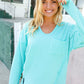 Eyes On You Seafoam Mineral Wash Rib Notch Neck Pocket Top