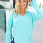 Eyes On You Seafoam Mineral Wash Rib Notch Neck Pocket Top