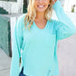 Eyes On You Seafoam Mineral Wash Rib Notch Neck Pocket Top