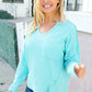 Eyes On You Seafoam Mineral Wash Rib Notch Neck Pocket Top