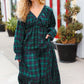 All I Want Hunter Green Plaid Elastic V Neck Tiered Maxi Dress