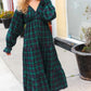 All I Want Hunter Green Plaid Elastic V Neck Tiered Maxi Dress