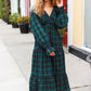 All I Want Hunter Green Plaid Elastic V Neck Tiered Maxi Dress