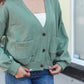 Weekend Ready Green Boyfriend Button Down Cropped Jacket