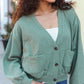 Weekend Ready Green Boyfriend Button Down Cropped Jacket