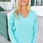 Eyes On You Seafoam Mineral Wash Rib Notch Neck Pocket Top