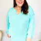 Eyes On You Seafoam Mineral Wash Rib Notch Neck Pocket Top