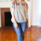 Perfectly Poised Ivory Animal Print Floral Embroidery Button Down Top