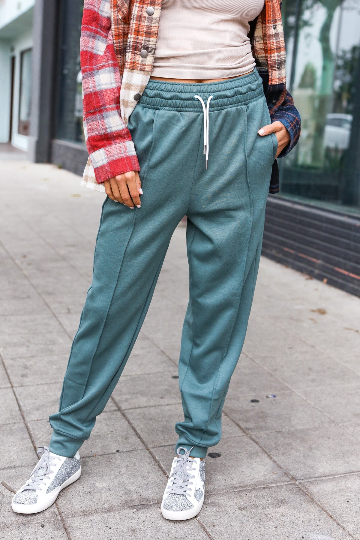 Ash Jade Knit Front Seam Sweatpants